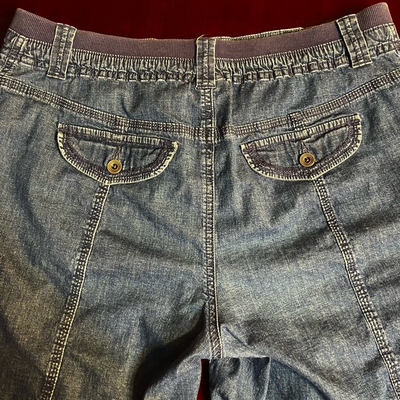 Woman’s cargo shorts elastic waist functional utility pockets front size 12 - Picture 12 of 13